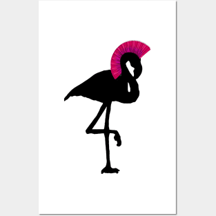 Flamingo Old Punk Rocker Mohawk Hairstyle Posters and Art